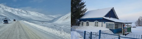 새하얀 눈으로 뒤덮인 한겨울의 러시아 지역