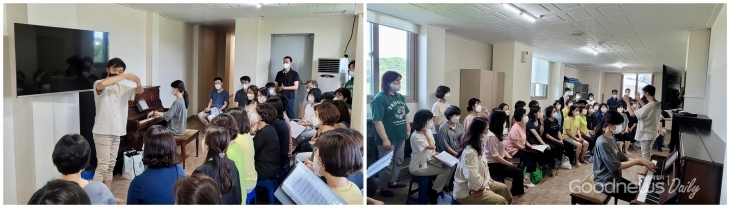 ​합창 연습을 하고 있는 강남 성북 연합 합창단