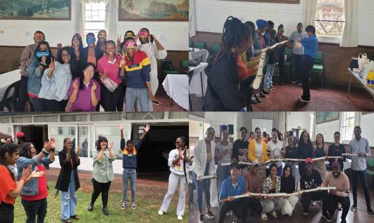 마인드 레크레이션을 통해 즐거워하고 있는 자원봉사자들과 해외봉사 단원들