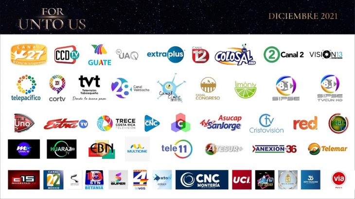 크리스마스 칸타타 영화를 중계한 중남미 주요 방송사 로고