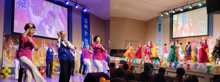 대연실버대학의 댄스 공연'평행선'과 부산링컨학교의 인도 문화댄스'킨츠나'
